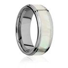 Mother of Pearl Ring - Titanium with Grooved Edges 
