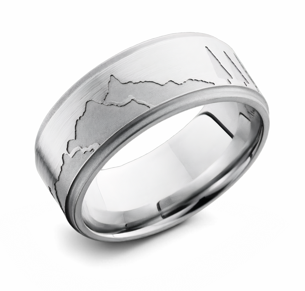 Mountain Range Pattern Ring - Cobalt 9mm 