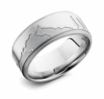 Mountain Range Pattern Ring - Cobalt 9mm 
