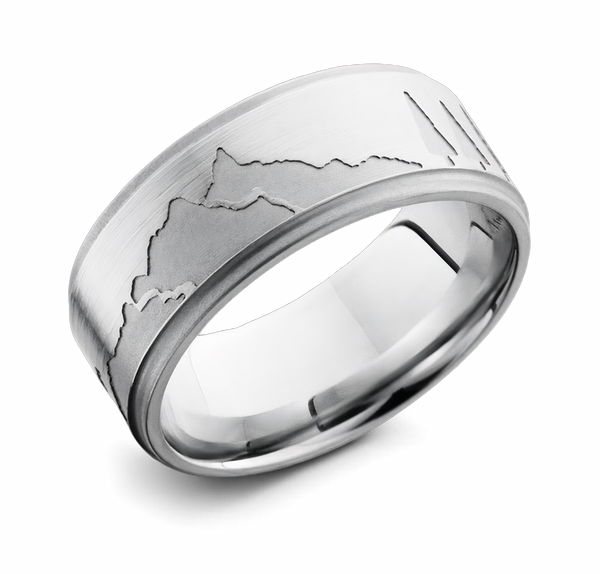 Mountain Range Pattern Ring - Cobalt 9mm 