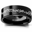 Mountain Range Black Tungsten Nature Ring 
