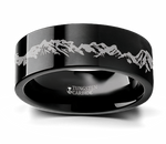 Mountain Range Black Tungsten Nature Ring 