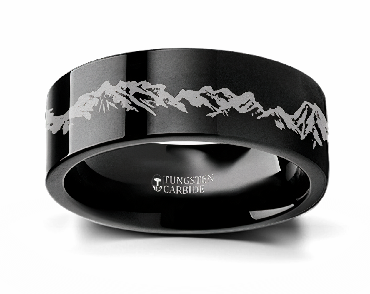 Mountain Range Black Tungsten Nature Ring 