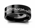 Mountain Range Black Tungsten Nature Ring 