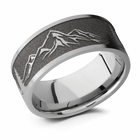 Mountain Scene Ring with Trees - 9mm Titanium 