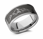 Mountain Scene Ring with Trees - 9mm Titanium 