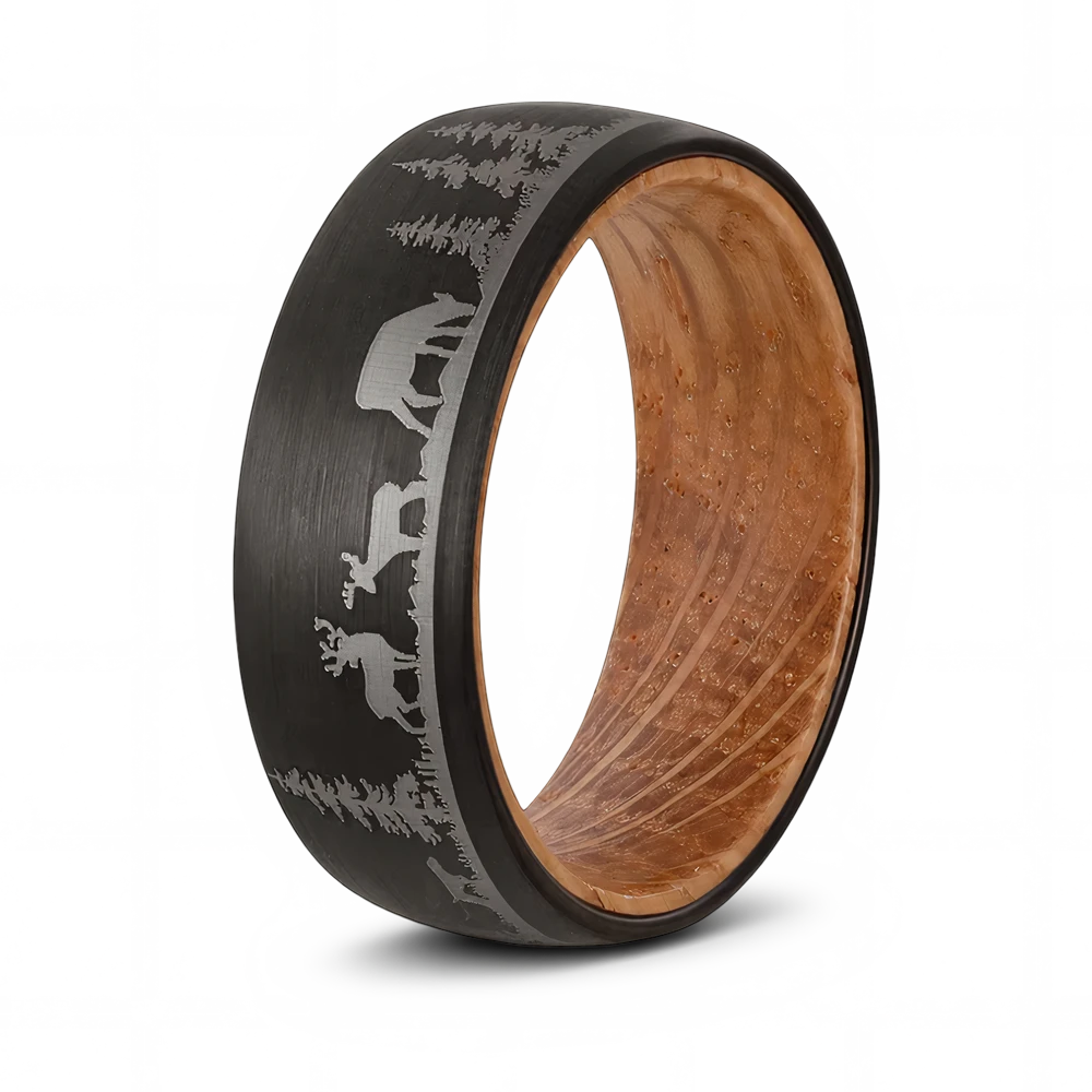 Nature Scene Ring with Wood Sleeve 