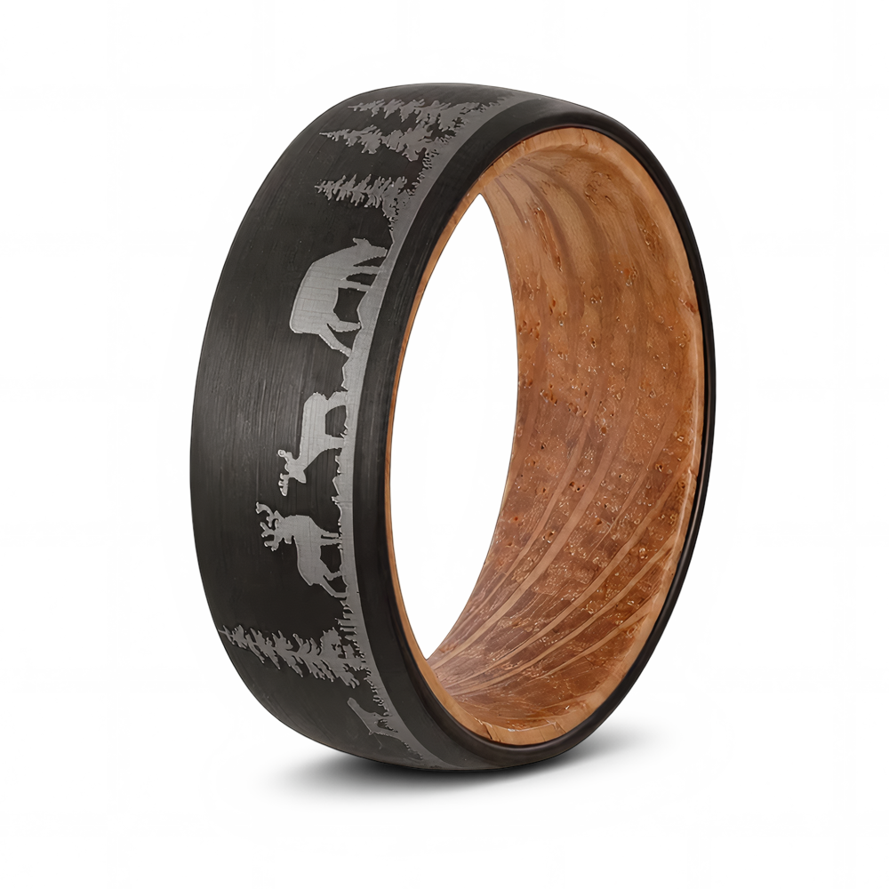 Nature Scene Ring with Wood Sleeve 