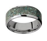 Ocean Jasper Ring - Beveled Titanium 