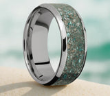 Ocean Jasper Ring - Beveled Titanium 
