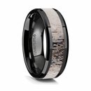 Ombre Antler Inlay Ring in Black Ceramic - 8mm 