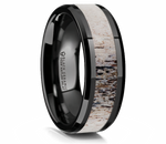 Ombre Antler Inlay Ring in Black Ceramic - 8mm 