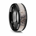 Ombre Antler Inlay Ring in Black Ceramic - 8mm 