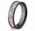 Pink Realtree AP Camo Ring with Real Diamond - 6mm Black 