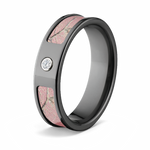 Pink Realtree AP Camo Ring with Real Diamond - 6mm Black 