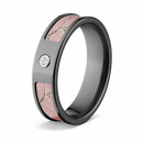 Pink Realtree AP Camo Ring with Real Diamond - 6mm Black 