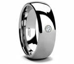 Polished Tungsten Ring with Bezel Diamond 