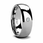 Polished Tungsten Ring with Bezel Diamond 