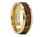 Gold Plated Tungsten Whiskey Barrel Ring 