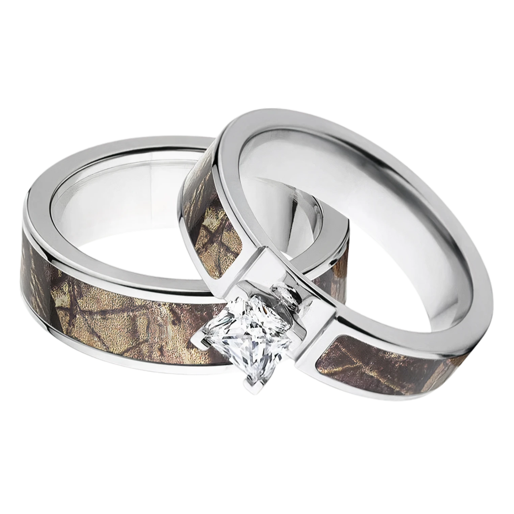 Realtree AP Camo Matching Ring Set for Him and Her 
