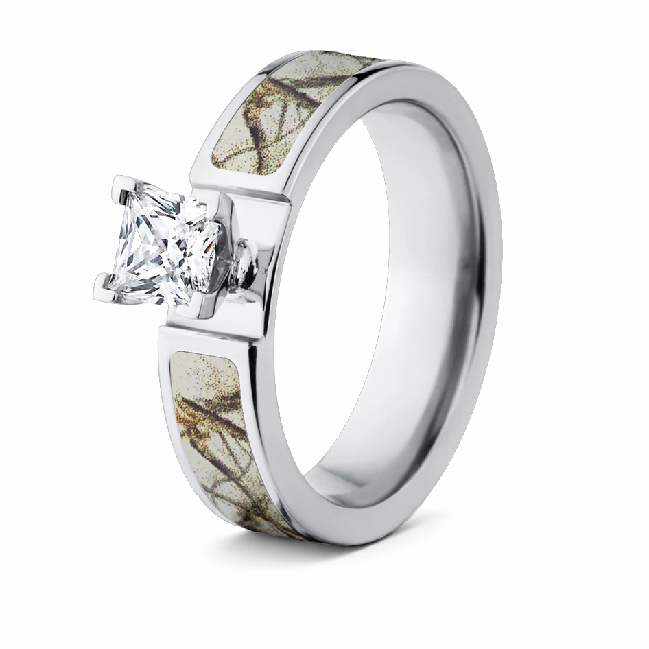 Realtree AP Snow Camo Engagement Ring 1CT - 6mm 