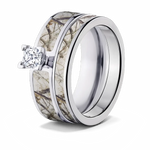 Realtree Snow Camo Bridal Set for Her - Pick your Stone 