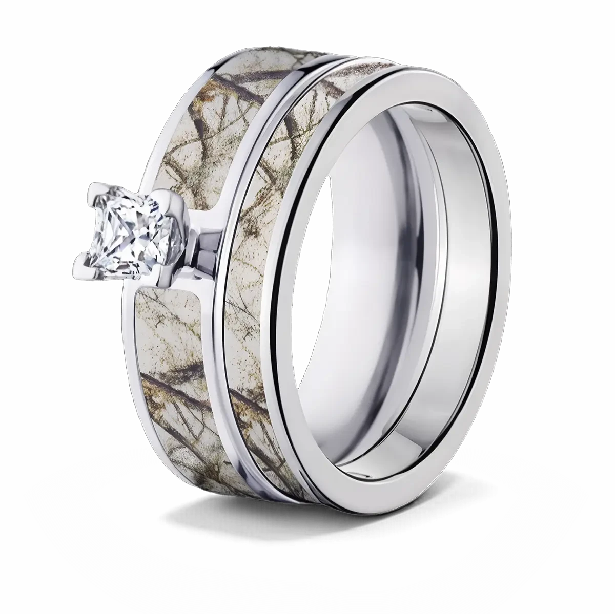 Realtree Snow Camo Bridal Set for Her - Pick your Stone 
