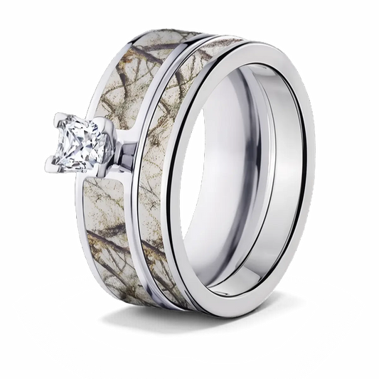 Realtree Snow Camo Bridal Set for Her - Pick your Stone 