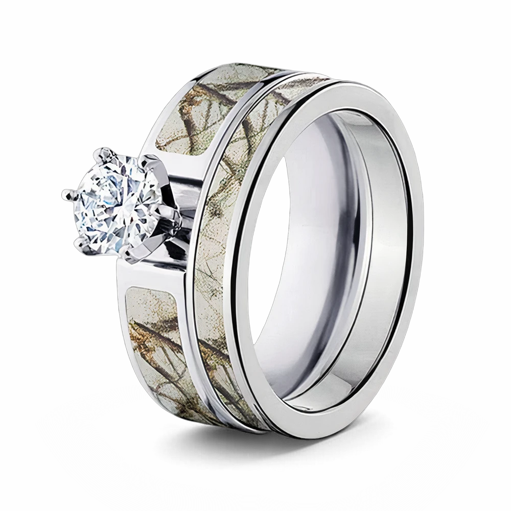 snow camo bridal set 1ct round