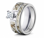 snow camo bridal set 1ct princess cut