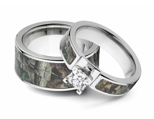 Realtree Timber Camo Ring Set for Him and Her 