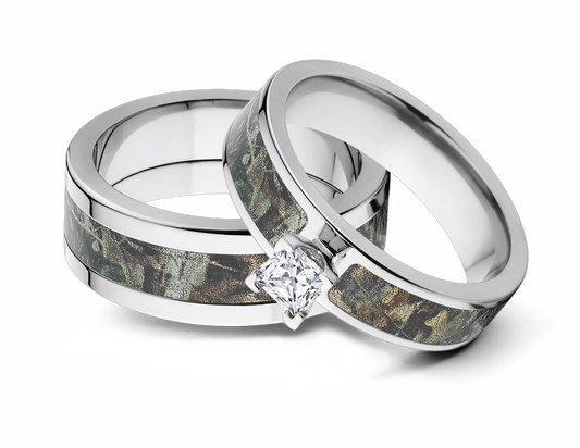 Realtree Timber Matching Camo Ring Set for Him and Her 