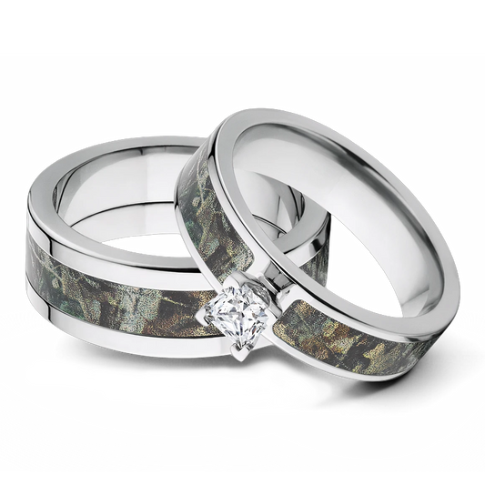 Realtree Timber Matching Camo Ring Set for Him and Her 