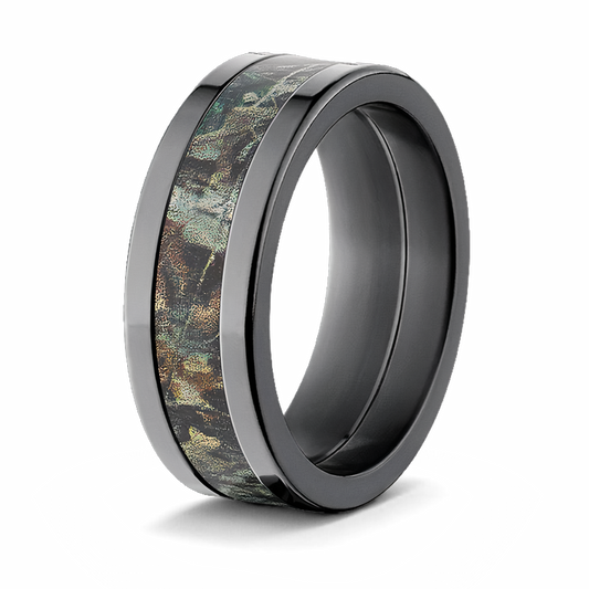 Realtree Timber Camo Ring in Black - Choose Width 