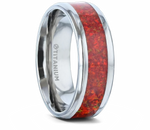 Red Opal Ring in Titanium 