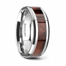 Red Wood Inlay Ring - Beveled Tungsten 8mm 