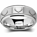 Ring with Spinning Antlers in Tungsten - 8mm 