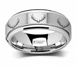 Ring with Spinning Antlers in Tungsten - 8mm 