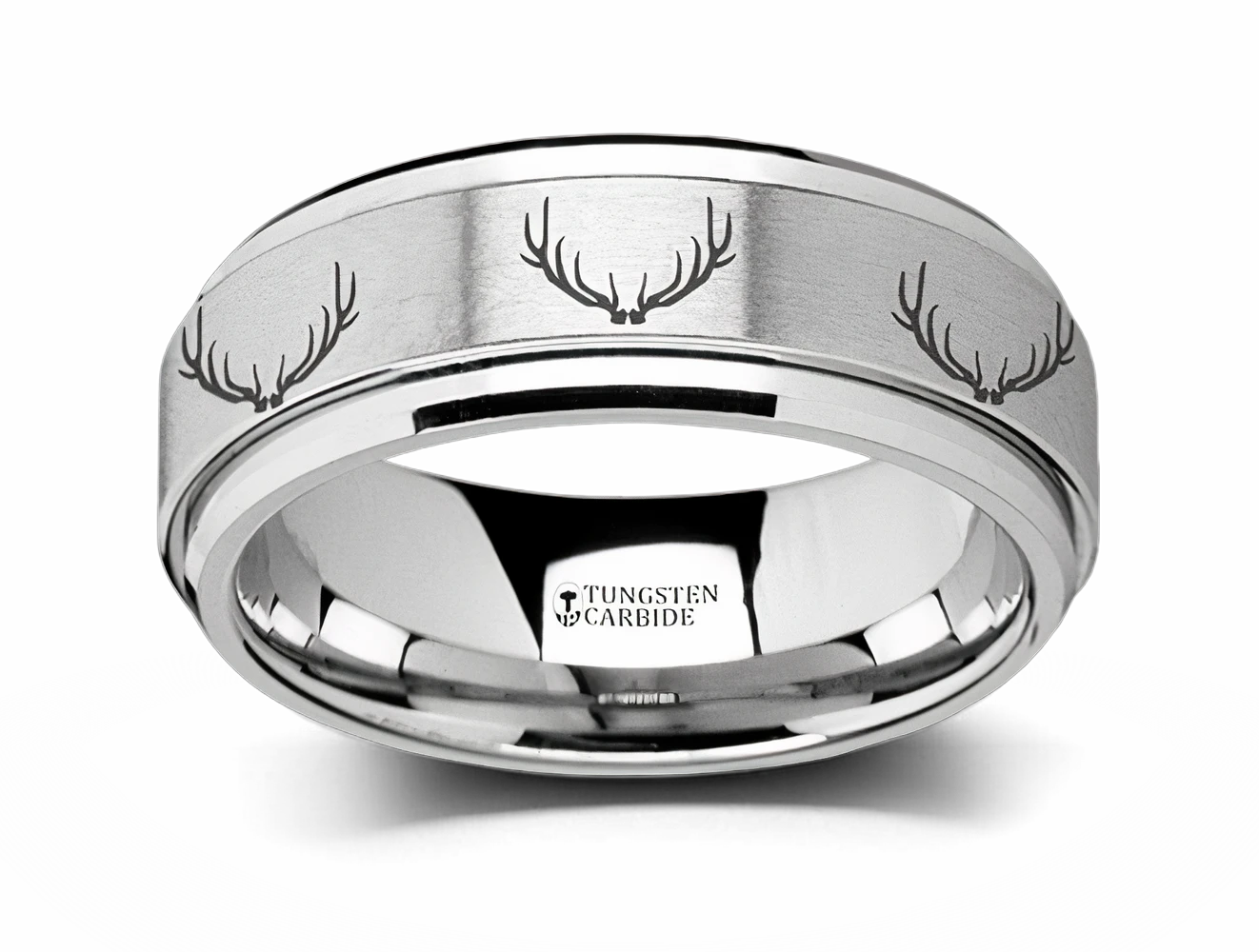 Ring with Spinning Antlers in Tungsten - 8mm 