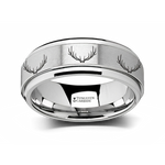 Ring with Spinning Antlers in Tungsten - 8mm 