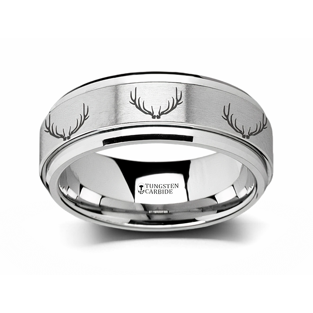 Ring with Spinning Antlers in Tungsten - 8mm 
