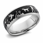 Laser Carved Duck Hunt Scenery Ring - 8mm Cobalt 