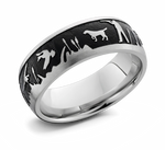 Laser Carved Duck Hunt Scenery Ring - 8mm Cobalt 