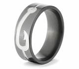 Ring with Large Fish Hook - Zirconium 8mm 