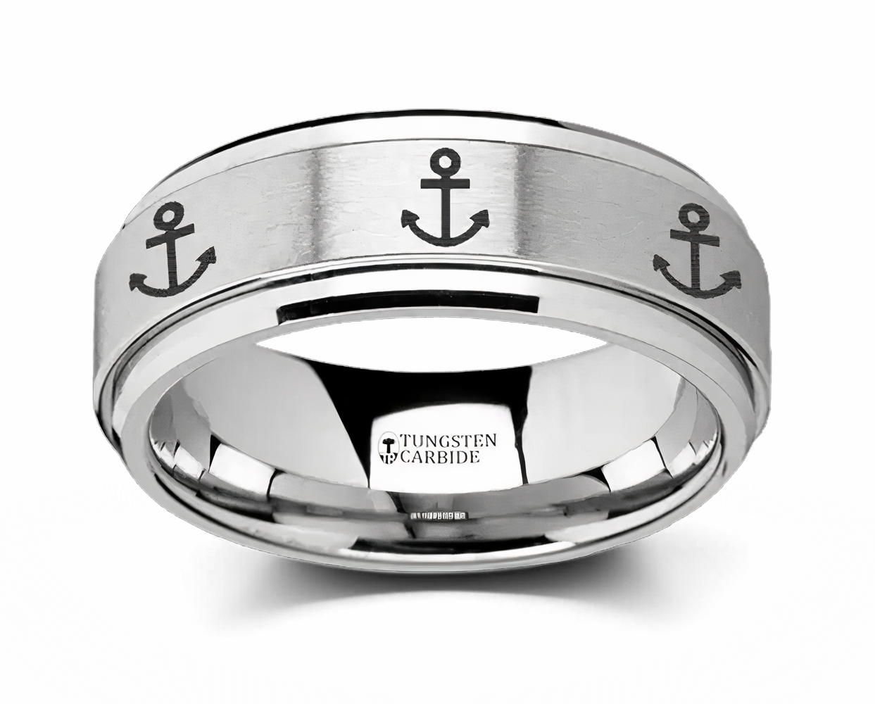 Ring with Spinning Anchors in Tungsten - 8mm 
