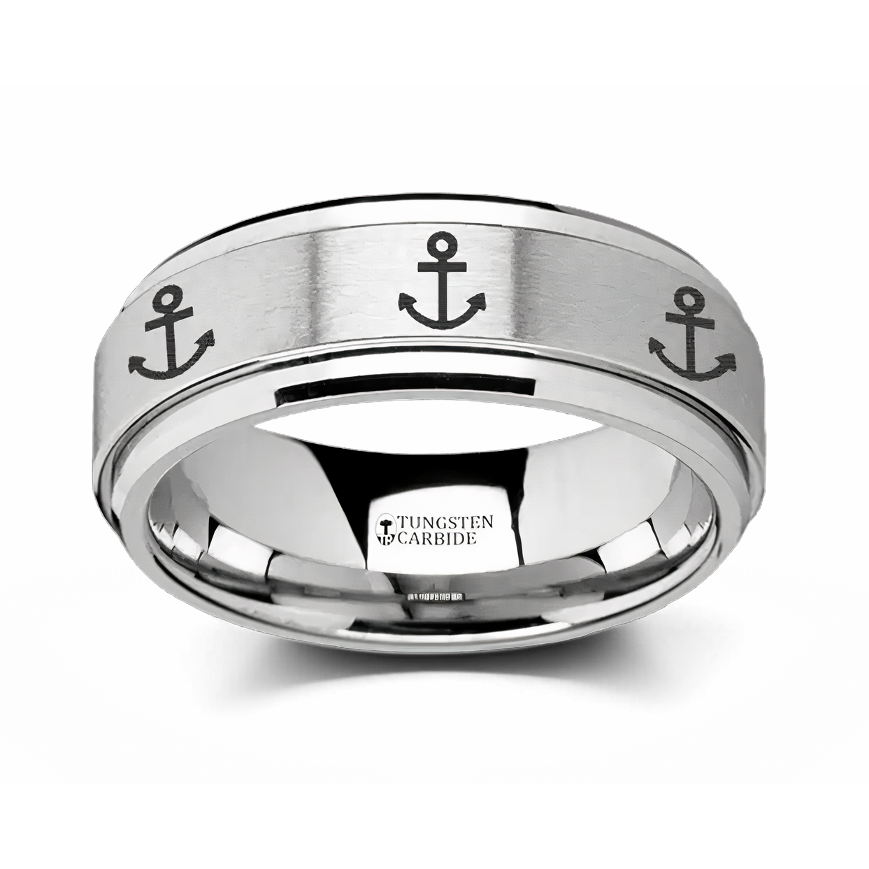 Ring with Spinning Anchors in Tungsten - 8mm 