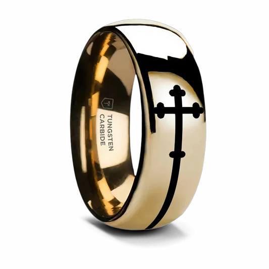 Sideways Cross Gold Plated Band 