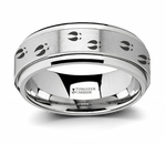 Spinner Ring  with Deer Tracks - Tungsten - 8mm 