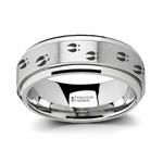Spinner Ring  with Deer Tracks - Tungsten - 8mm 