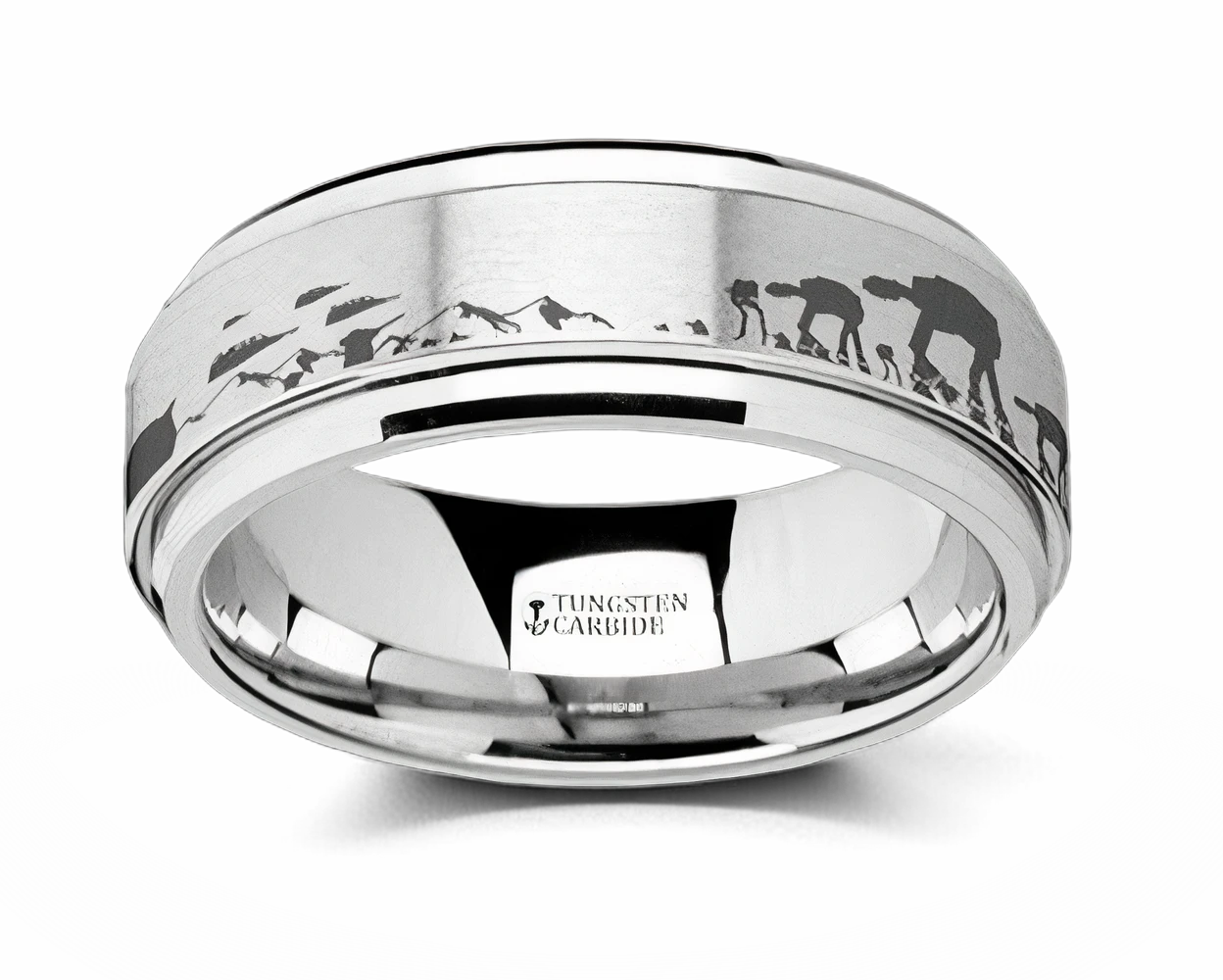 Spinning Hoth Battle Scene Star Wars Ring - Tungsten 8mm 